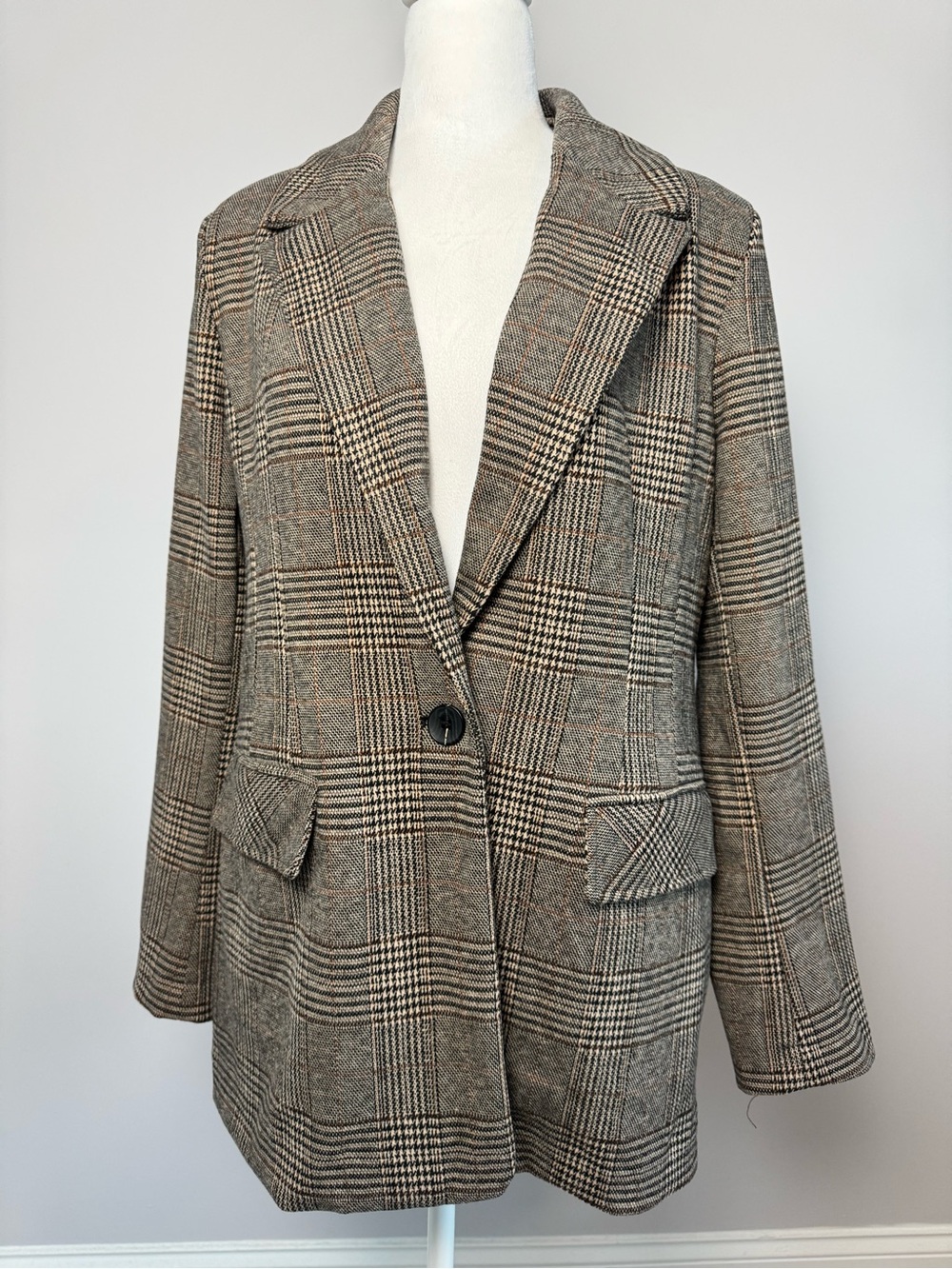 Bagatelle Collection Glen Check Plaid Blazer Jacket Brown Black Academia Preppy